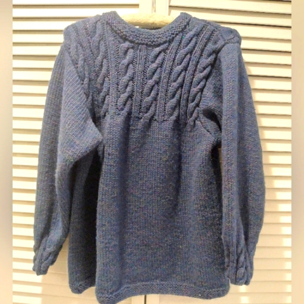 Hand made knitted sweater, size small, multi-blue colored 💙 💜 ONE of a KIND